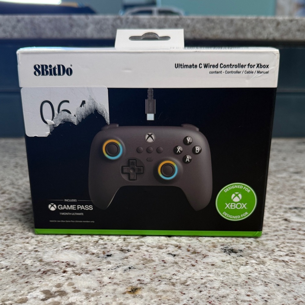 Ultimate C Wired Xbox Controller - Black with Blue & Yellow Accents